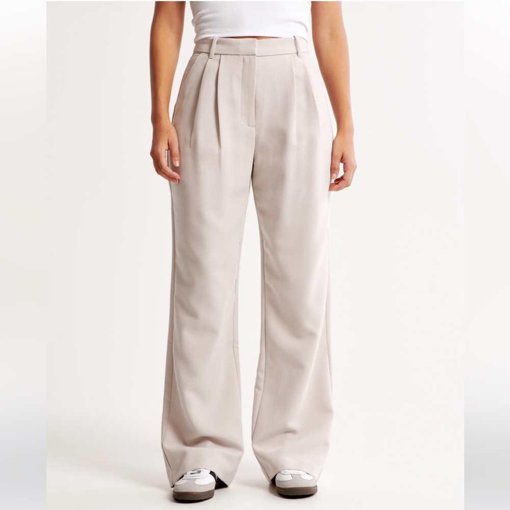 Abercrombie & Fitch Beige Wide-Leg Trousers Curve Love